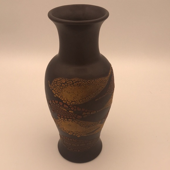 VTG/MCM Royal Haeger 10" Earth Wrap Pottery Vase Brown Crackle EX - Picture 3 of 9